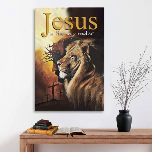 Jesus is the Way maker Christian Canvas, Bible Canvas, Jesus Canvas Wall Art Ready To Hang, Canvas - Jesus Lion of Judah wall art