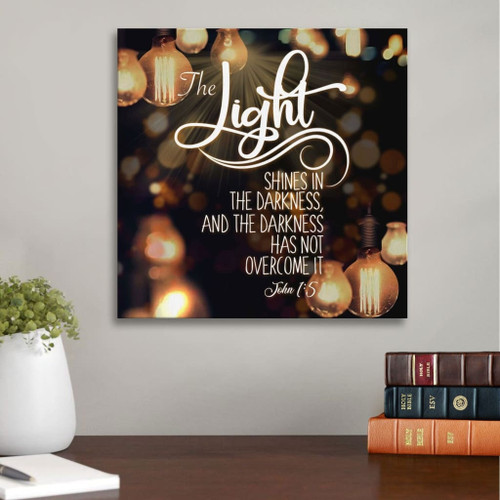 John 1:5 The light shines in the darkness Christian Christian Canvas, Bible Canvas, Jesus Canvas Wall Art Ready To Hang, Canvas wall art