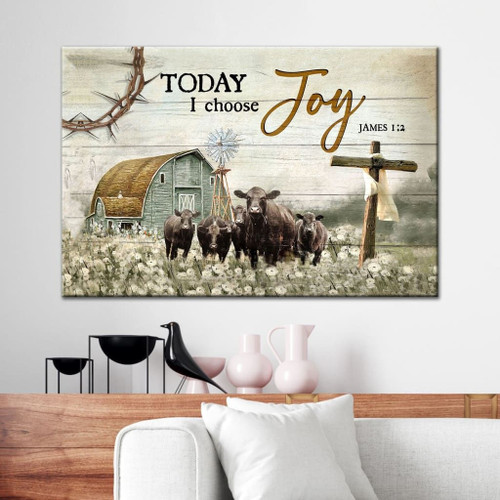 Today I choose Joy James 1:2 farmhouse style wall art Christian Canvas, Bible Canvas, Jesus Canvas Wall Art Ready To Hang