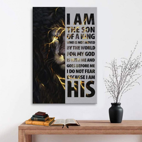 Lion of Judah Christian Canvas, Bible Canvas, Jesus Canvas Wall Art Ready To Hang, I am the Son of a King wall art decor