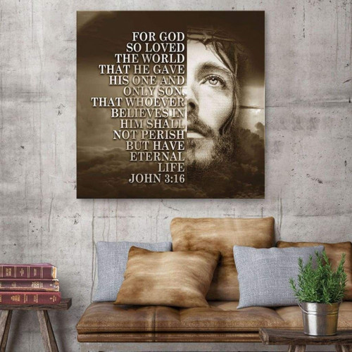 For God so loved the world John 3:16 Bible verse wall art Christian Canvas, Bible Canvas, Jesus Canvas Wall Art Ready To Hang, Canvas print