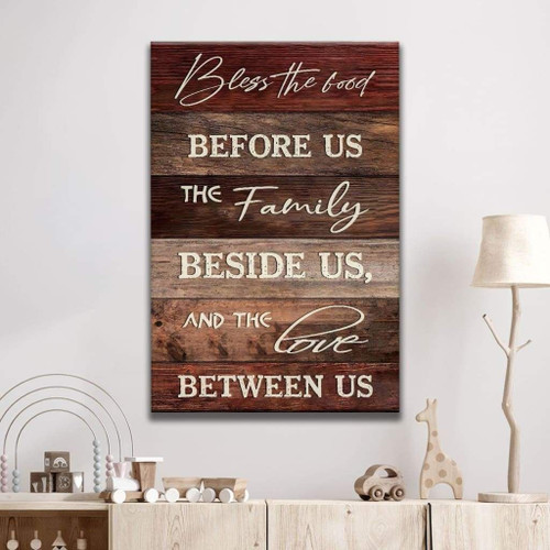 Blessed wall art - Bless the food before us the family beside us Christian Canvas, Bible Canvas, Jesus Canvas Wall Art Ready To Hang, Canvas
