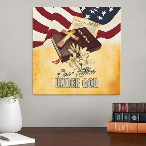 One nation under God American flag cross Christian Canvas, Bible Canvas, Jesus Canvas Wall Art Ready To Hang, Canvas wall art