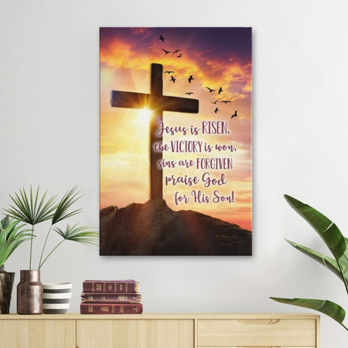 Christian wall art: Jesus is Risen the Victory is won Christian Canvas, Bible Canvas, Jesus Canvas Wall Art Ready To Hang, Canvas print