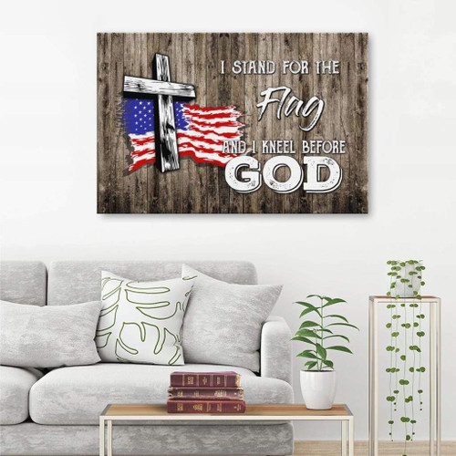 Christian wall art: I stand for the flag and I kneel before God Christian Canvas, Bible Canvas, Jesus Canvas Wall Art Ready To Hang print
