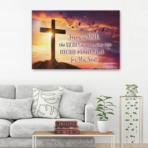 Jesus is Risen the Victory is won Christian Canvas, Bible Canvas, Jesus Canvas Wall Art Ready To Hang, Canvas wall art | Christian wall art