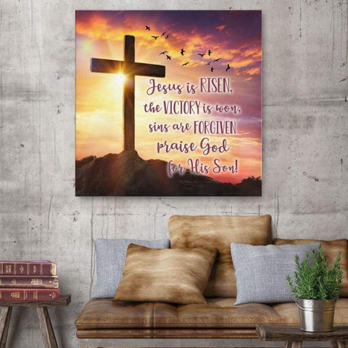 Jesus is Risen the Victory is won Christian wall art Christian Canvas, Bible Canvas, Jesus Canvas Wall Art Ready To Hang, Canvas print