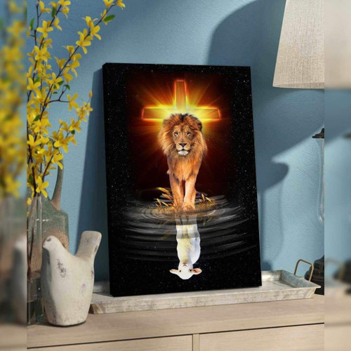 The Lion of Judah and the Lamb of God Christian Canvas, Bible Canvas, Jesus Canvas Wall Art Ready To Hang wall art