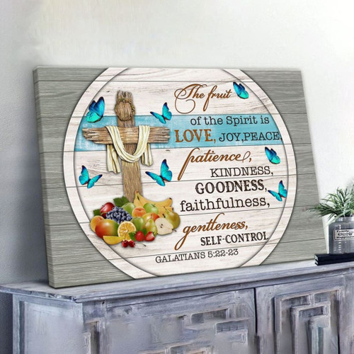 The fruit of the Spirit butterfly cross Christian wall art Christian Canvas, Bible Canvas, Jesus Canvas Wall Art Ready To Hang