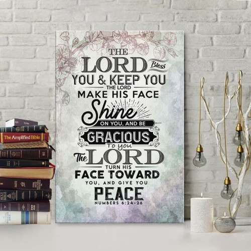 Bible verse wall art: Numbers 6:24-26 The Lord bless you and keep you Christian Canvas, Bible Canvas, Jesus Canvas Wall Art Ready To Hang print