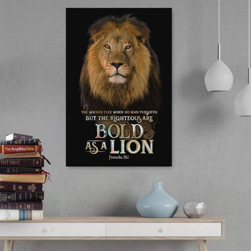 Lion of Judah Christian Canvas, Bible Canvas, Jesus Canvas Wall Art Ready To Hang, Canvas, Proverbs 28:1 KJV wall art decor
