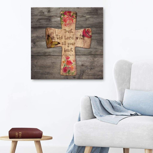 Bible verse wall art: Trust in the Lord with all your heart Proverbs 3:5 Christian Canvas, Bible Canvas, Jesus Canvas Wall Art Ready To Hang print
