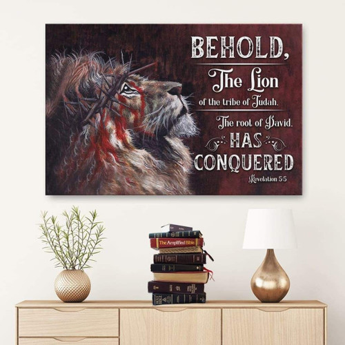 Revelation 5:5 behold, the Lion of the tribe of Judah Christian Canvas, Bible Canvas, Jesus Canvas Wall Art Ready To Hang, Canvas wall art