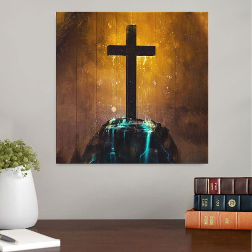 Cross on the hill Christian Canvas, Bible Canvas, Jesus Canvas Wall Art Ready To Hang wall art