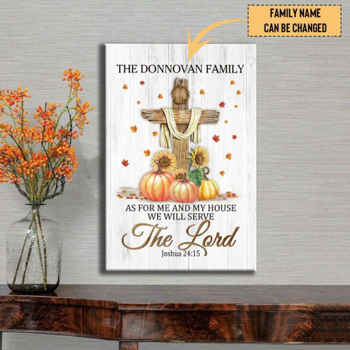 As for me and my house Personalized family pumpkin wall art Christian Canvas, Bible Canvas, Jesus Canvas Wall Art Ready To Hang