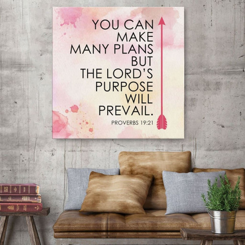Proverbs 19:21 You can make many plans but... Christian Canvas, Bible Canvas, Jesus Canvas Wall Art Ready To Hang, Canvas wall art