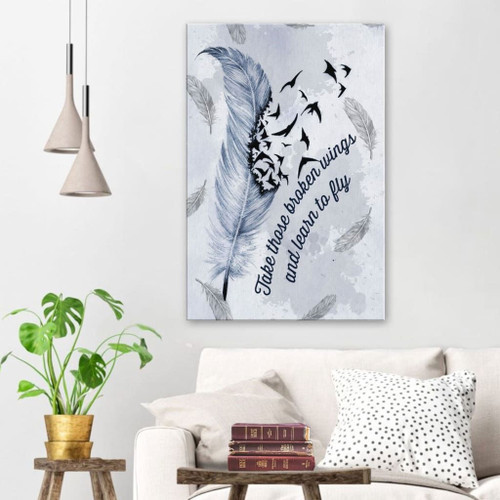 Christian wall art: Take those broken wings and learn to fly Christian Canvas, Bible Canvas, Jesus Canvas Wall Art Ready To Hang, Canvas print