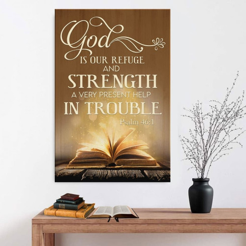 God is our refuge and strength Psalm 46:1 Bible verse Christian Canvas, Bible Canvas, Jesus Canvas Wall Art Ready To Hang, Canvas wall art