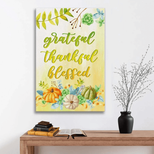 Grateful thankful blessed Christian Canvas, Bible Canvas, Jesus Canvas Wall Art Ready To Hang, Canvas wall art