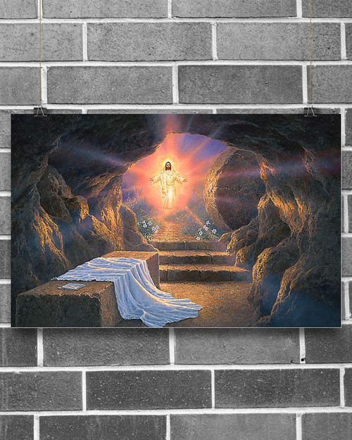 Jesus Christ Canvas, Christian Wall Art, Jesus Is Risen Canvas, Happy Easter Day, Christian Home Wall Decor - Spreadstores