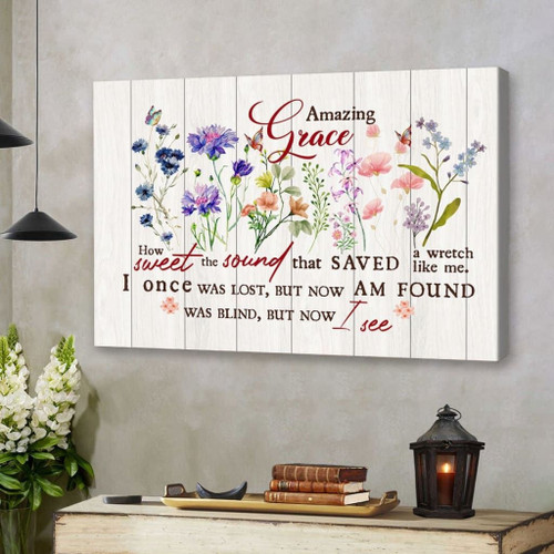 Christian song wall art: Amazing grace how sweet the sound Christian Canvas, Bible Canvas, Jesus Canvas Wall Art Ready To Hang, Canvas print