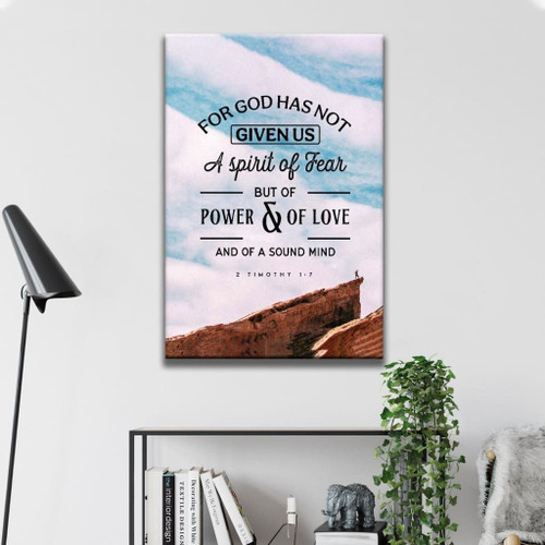 For God has not given us a spirit of fear 2 Timothy 1:7 Christian Canvas, Bible Canvas, Jesus Canvas Wall Art Ready To Hang, Canvas wall art
