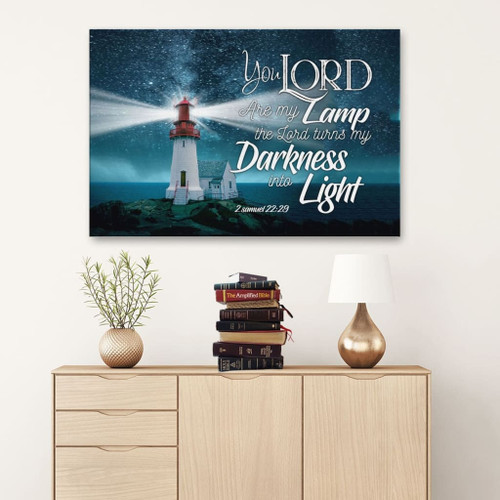 Bible verse wall art: 2 Samuel 22:29 the Lord turns my darkness into light Christian Canvas, Bible Canvas, Jesus Canvas Wall Art Ready To Hang print