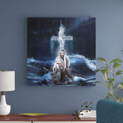 Jesus Outstretched Hands Saves Christian Canvas, Bible Canvas, Jesus Canvas Wall Art Ready To Hang, Canvas Wall Art - Christian Wall Art