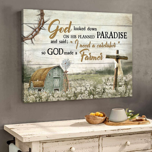 So God made a farmer farmhouse style wall art Christian Canvas, Bible Canvas, Jesus Canvas Wall Art Ready To Hang, Canvas