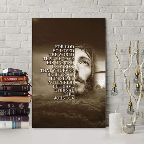Scripture wall art: For God so loved the world John 3:16 wall art Christian Canvas, Bible Canvas, Jesus Canvas Wall Art Ready To Hang