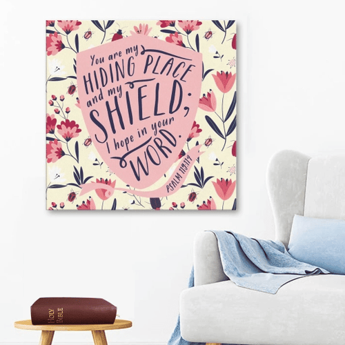 Psalm 119:114 ESV You are my hiding place and my shield... Christian Canvas, Bible Canvas, Jesus Canvas Wall Art Ready To Hang, Canvas wall art