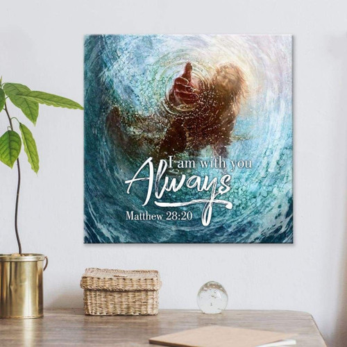 Matthew 28:20 I am with you always, Jesus reaching into the water Christian Canvas, Bible Canvas, Jesus Canvas Wall Art Ready To Hang, Canvas wall art