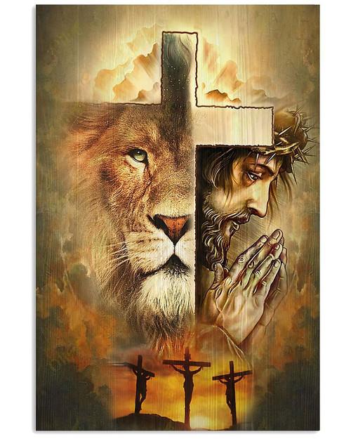 Jesus Art Decor, Jesus Lion And Cross Canvas, Christian Home Wall Decor, Christian Canvas, Easter Gift Ideas - Spreadstores