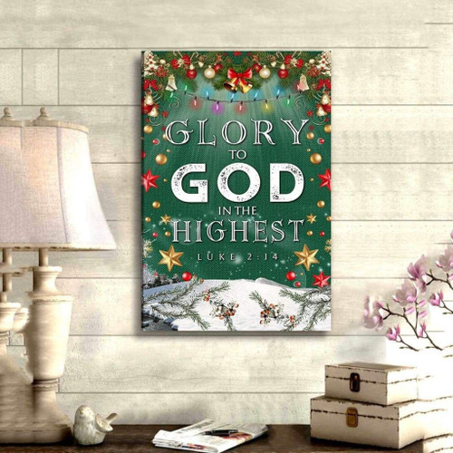 Bible verse wall art: Glory to God in the highest Luke 2:14 Christmas Christian Canvas, Bible Canvas, Jesus Canvas Wall Art Ready To Hang print