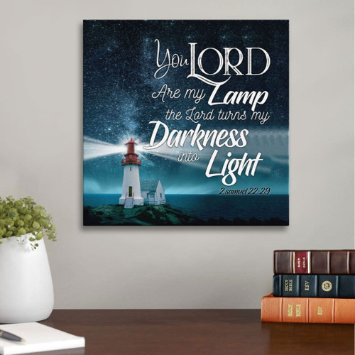 2 Samuel 22:29 the Lord turns my darkness into light Scripture wall art Christian Canvas, Bible Canvas, Jesus Canvas Wall Art Ready To Hang, Canvas