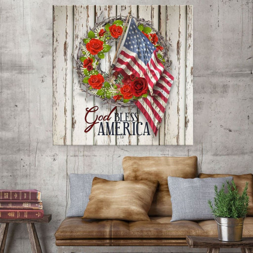 God bless America Christian Canvas, Bible Canvas, Jesus Canvas Wall Art Ready To Hang, Canvas wall art