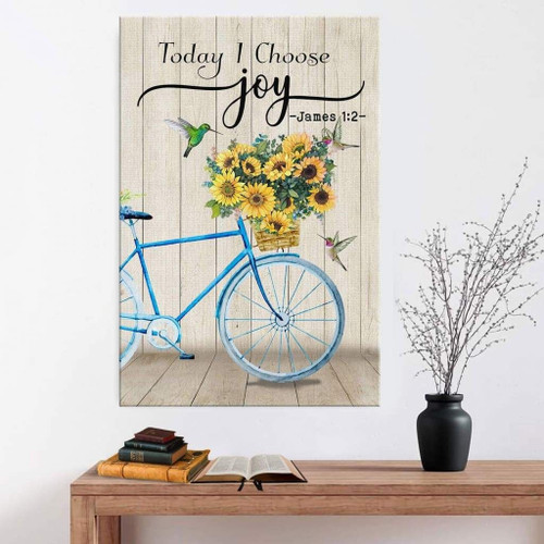 Today I choose Joy James 1:2 hummingbird sunflower Christian Canvas, Bible Canvas, Jesus Canvas Wall Art Ready To Hang, Canvas wall art