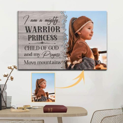 Personalized wall art: I am a mighty warrior custom photo Christian Canvas, Bible Canvas, Jesus Canvas Wall Art Ready To Hang, Canvas print
