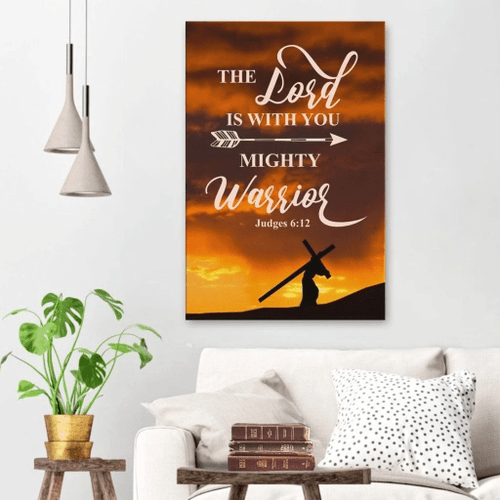 The Lord is with you mighty warrior Judges 6:12 Christian Canvas, Bible Canvas, Jesus Canvas Wall Art Ready To Hang, Canvas wall art