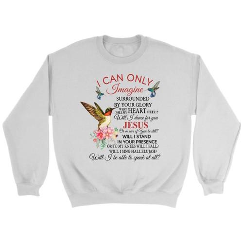 I can only imagine hummingbird flower Christian sweatshirt - Christian Shirt, Bible Shirt, Jesus Shirt, Faith Shirt For Men and Women