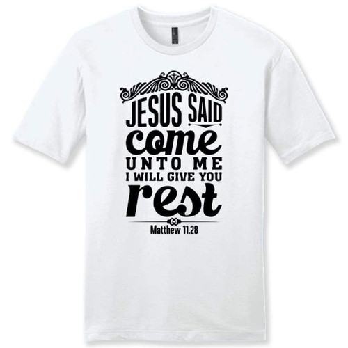 Matthew 11:28 Jesus said come unto me mens Christian t-shirt - Christian Shirt, Bible Shirt, Jesus Shirt, Faith Shirt For Men and Women