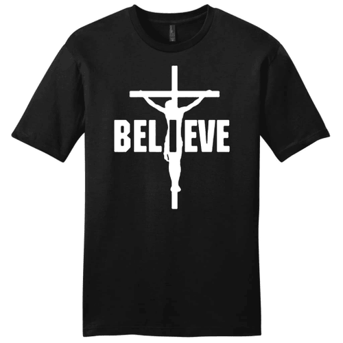 Believe Jesus on the cross mens Christian t-shirt - Christian Shirt, Bible Shirt, Jesus Shirt, Faith Shirt For Men and Women