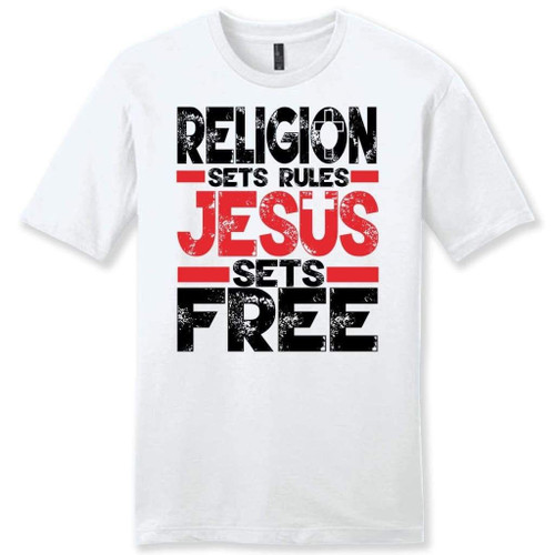 Religion sets rules Jesus sets free mens Christian t-shirt - Christian Shirt, Bible Shirt, Jesus Shirt, Faith Shirt For Men and Women