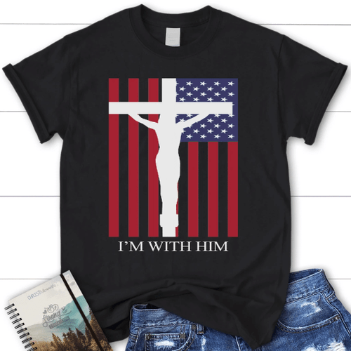 I am with Him Jesus cross women's Christian t-shirt - Christian Shirt, Bible Shirt, Jesus Shirt, Faith Shirt For Men and Women