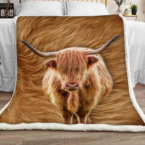 Gossvibe - Highland Cow Sherpa Fleece Blanket - Cows Blanket - JR2001 90O47