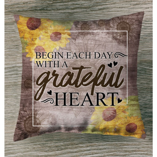 Begin each day with a grateful heart Christian pillow - Christian pillow, Jesus pillow, Bible Pillow - Spreadstore