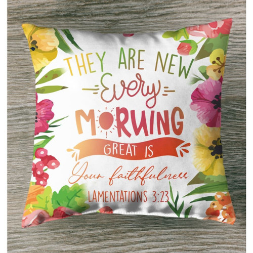 Great is Your faithfulness Lamentations 3:23 Bible verse pillow - Christian pillow, Jesus pillow, Bible Pillow - Spreadstore