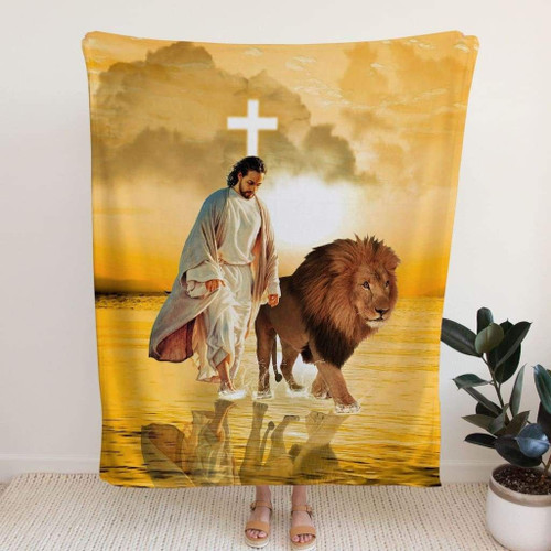 The Lion of Judah, Jesus walks on water Christian blanket - Christian Blanket, Jesus Blanket, Bible Blanket - Spreadstores