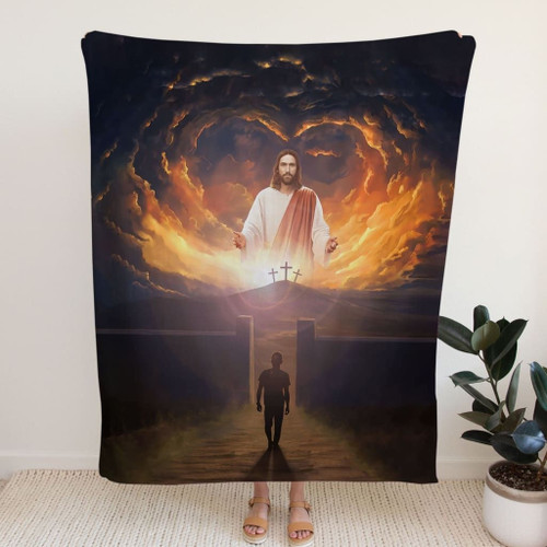 Jesus come back and open arms Christian blanket - Christian Blanket, Jesus Blanket, Bible Blanket - Spreadstores