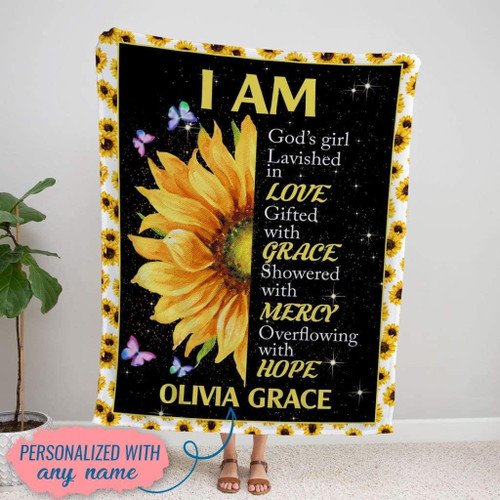 Personalized Christian gifts: I am God's girl lavished in love custom blanket - Christian Blanket, Jesus Blanket, Bible Blanket - Spreadstores